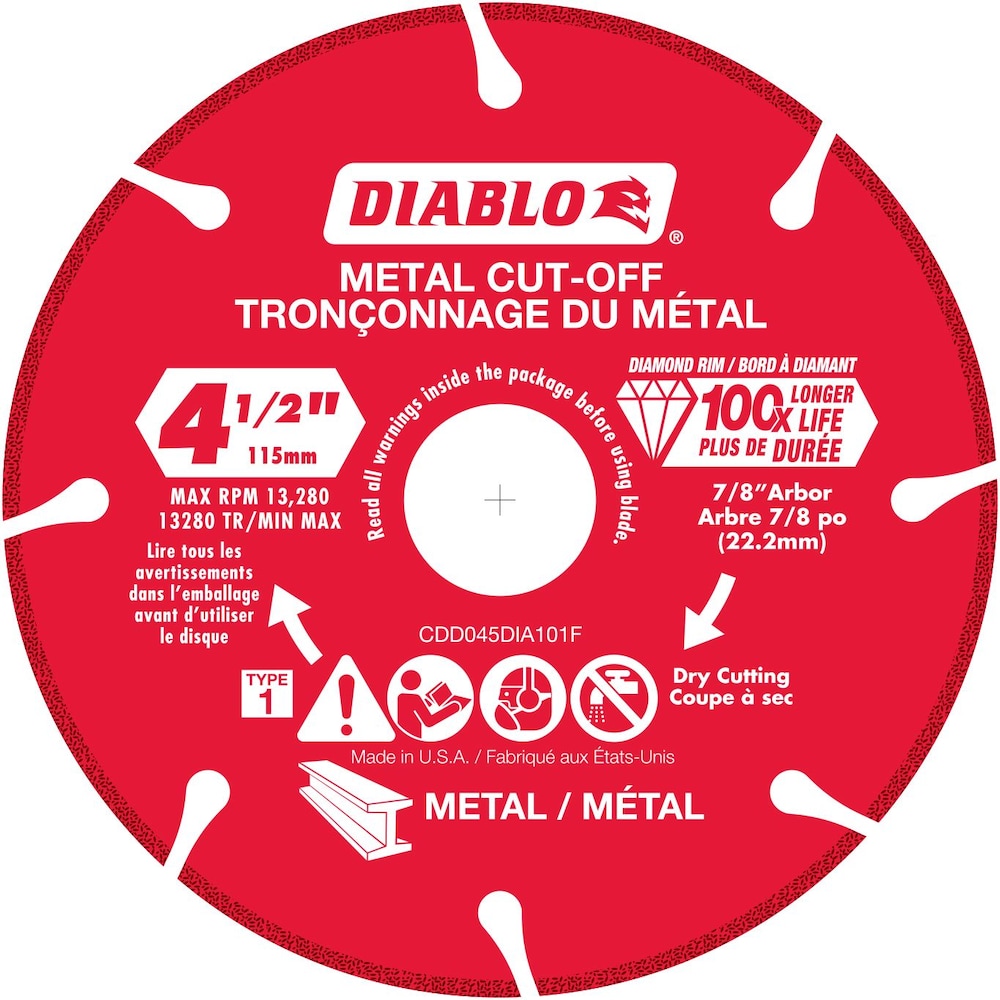 DIABLO 4-1/2" DIAMOND-RIMMED GRINDING DISC FOR METAL CUTTING - Kilrich Building Centres