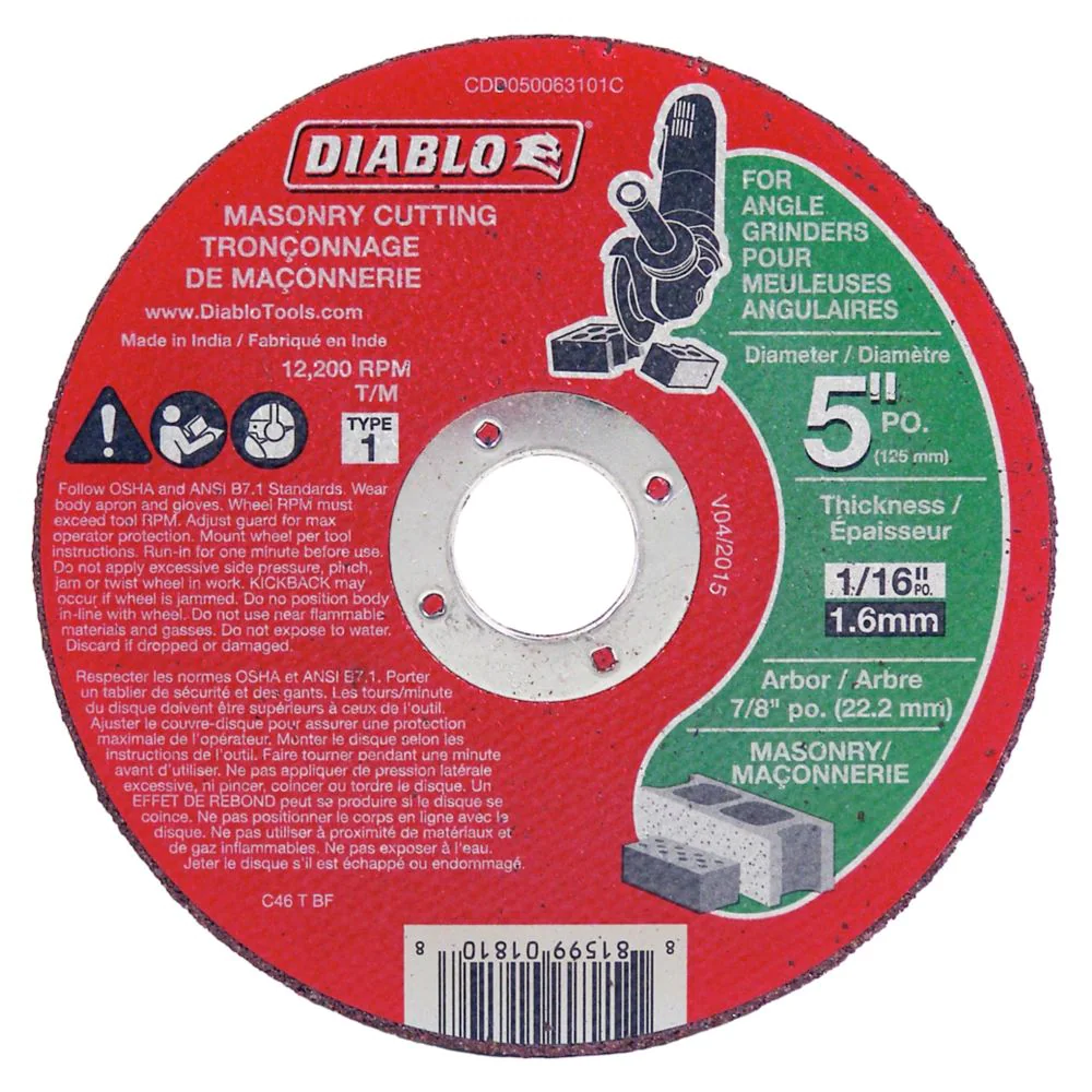 DIABLO 5" x 1/16" MASONRY CUT-OFF GRINDER DISC - Kilrich Building Centres