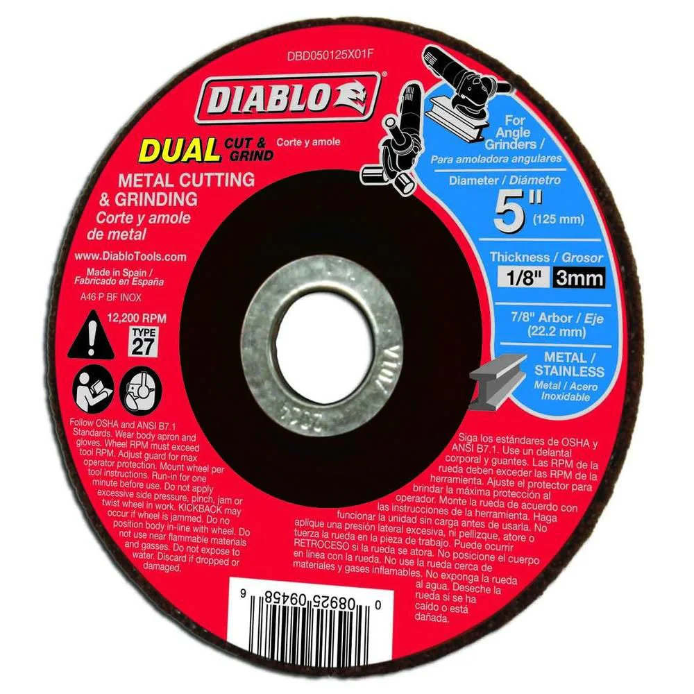 DIABLO 5" x 1/8" METAL DUAL CUTTING / GRINDING DISC - Kilrich Building Centres
