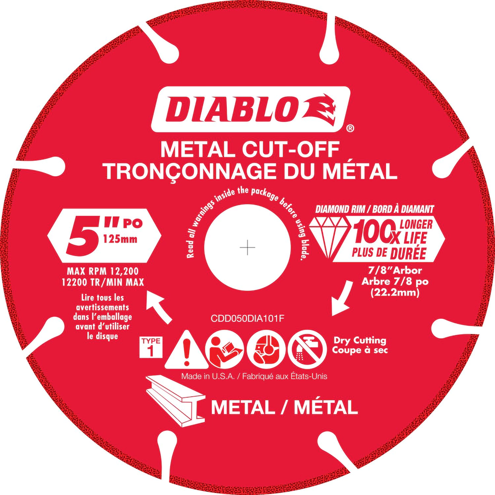 DIABLO 5" DIAMOND-RIMMED GRINDING DISC FOR METAL CUTTING - Kilrich Building Centres