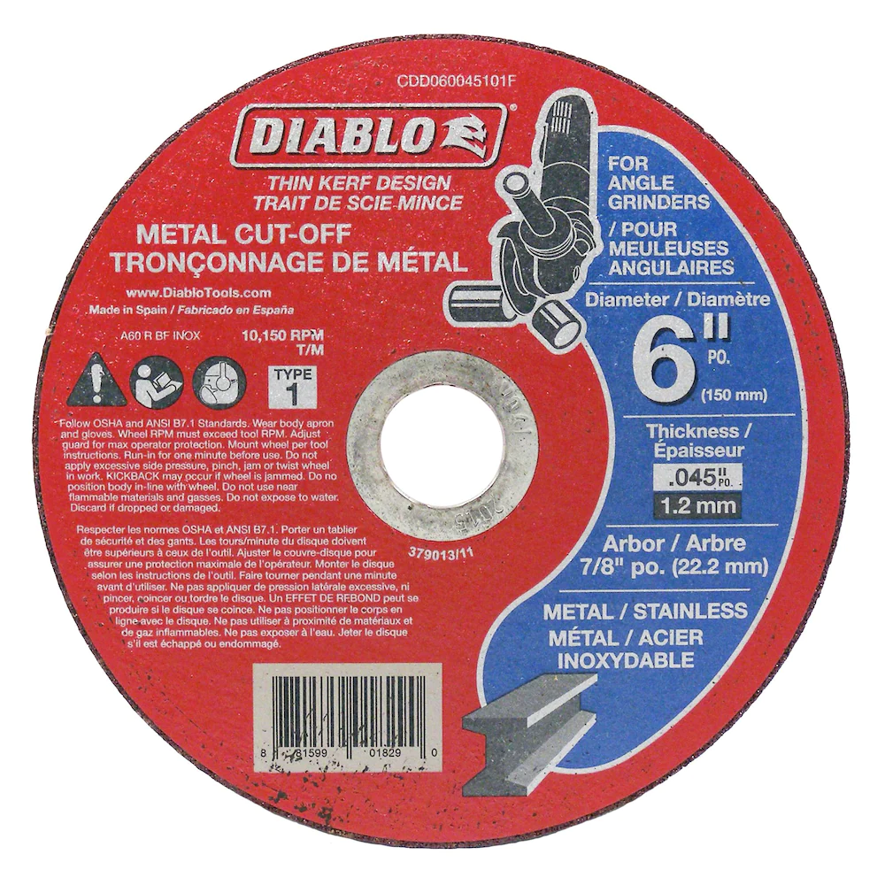 DIABLO 6" x 0.45" METAL CUT-OFF GRINDER DISC - Kilrich Building Centres