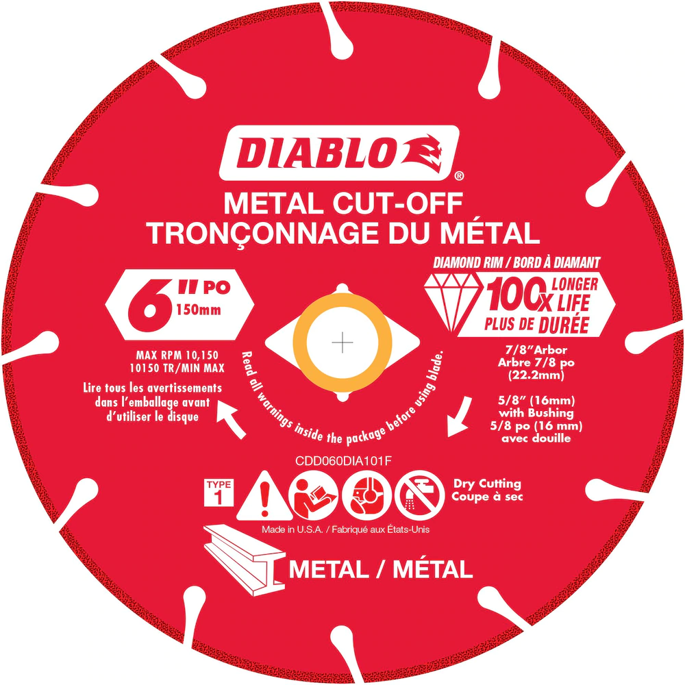 DIABLO 6" DIAMOND-RIMMED GRINDING DISC FOR METAL CUTTING - Kilrich Building Centres
