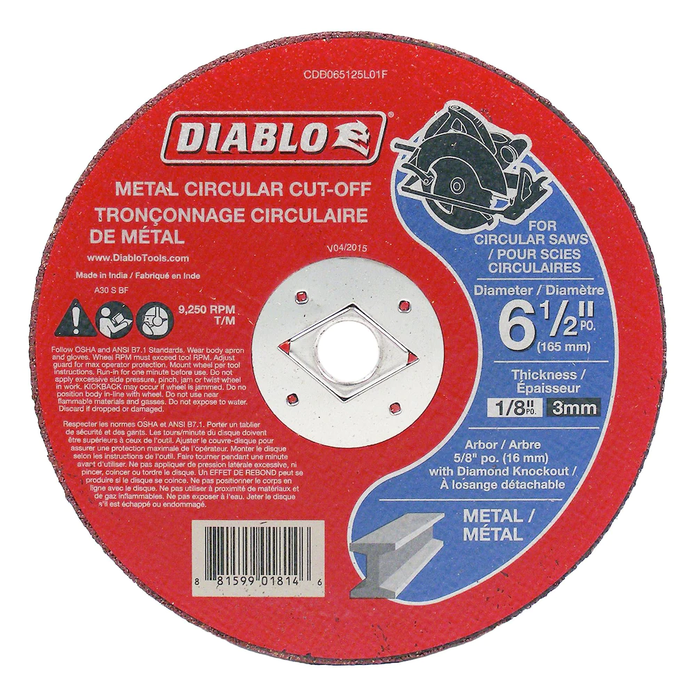 DIABLO 6-1/2" x 1/8" METAL CUT-OFF GRINDER DISC - Kilrich Building Centres