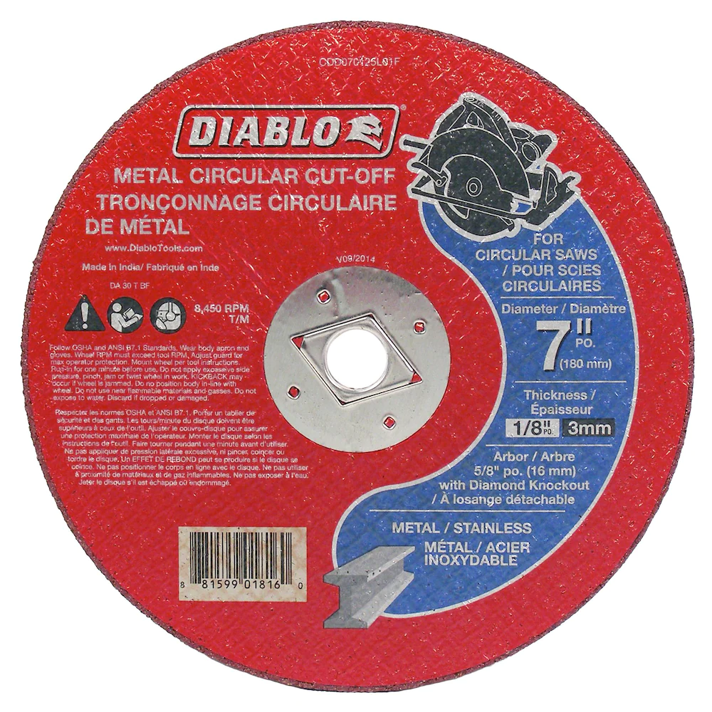 DIABLO 7" x 1/8" METAL CIRCULAR CUT-OFF GRINDING DISC - Kilrich Building Centres