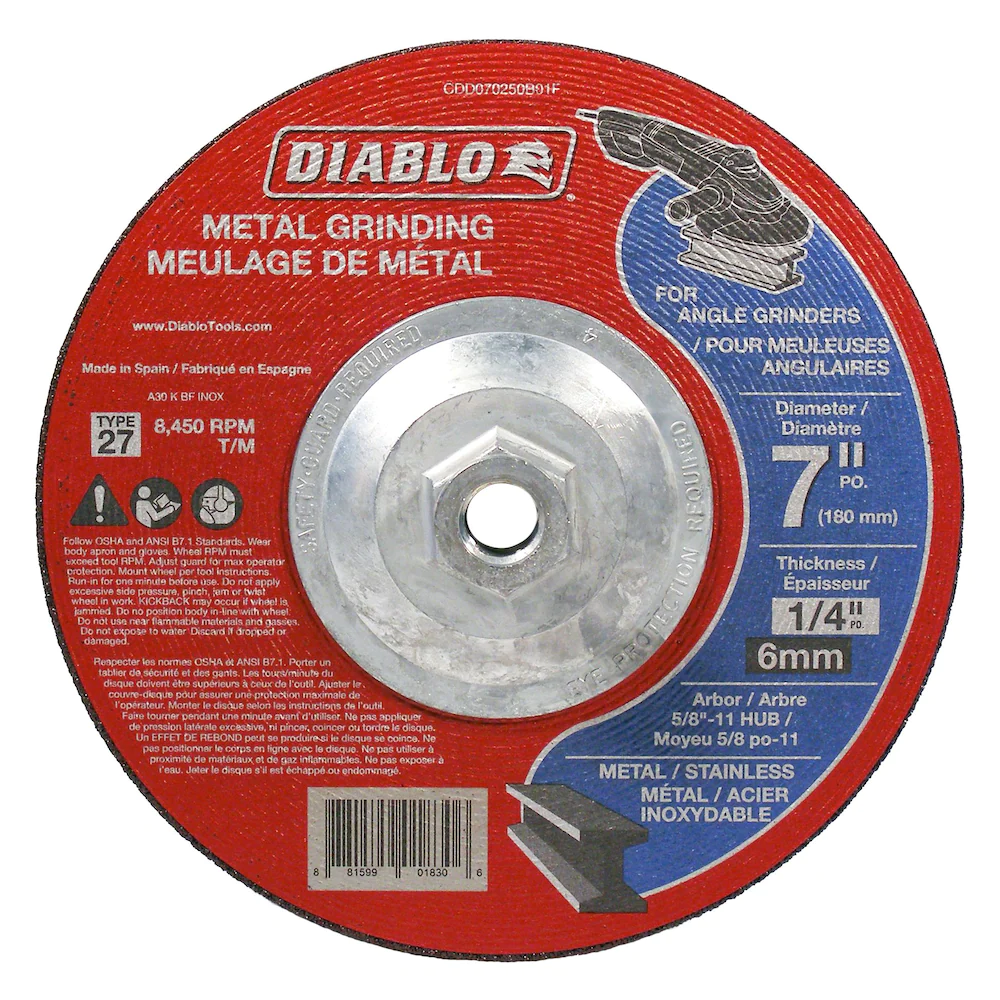 DIABLO 7" x 1/4" METAL CUT-OFF GRINDING DISC - Kilrich Building Centres