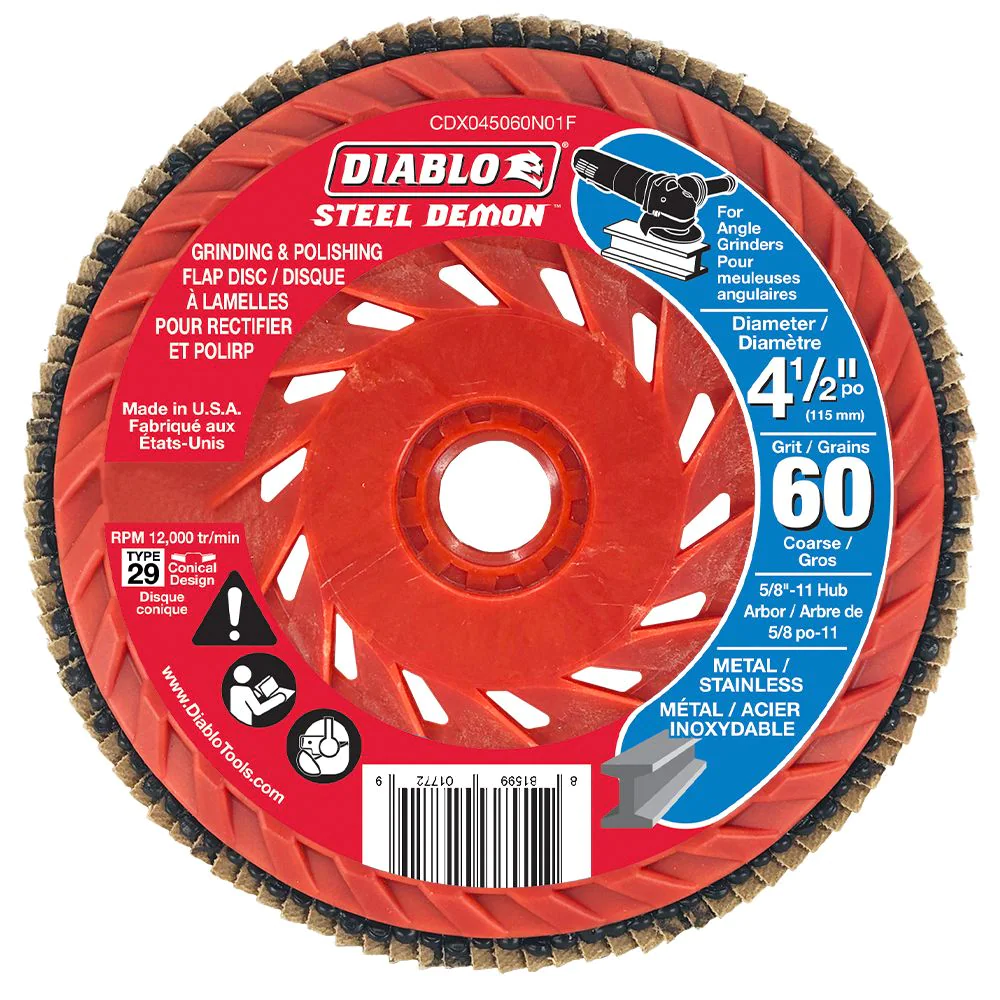 DIABLO 4-1/2" COARSE FINISH 60-GRIT GRINDER FLAP DISC - Kilrich Building Centres
