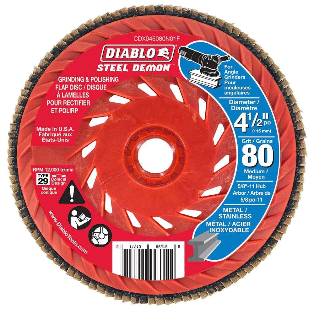 DIABLO 4-1/2" MEDIUM FINISH 80-GRIT GRINDER FLAP DISC - Kilrich Building Centres