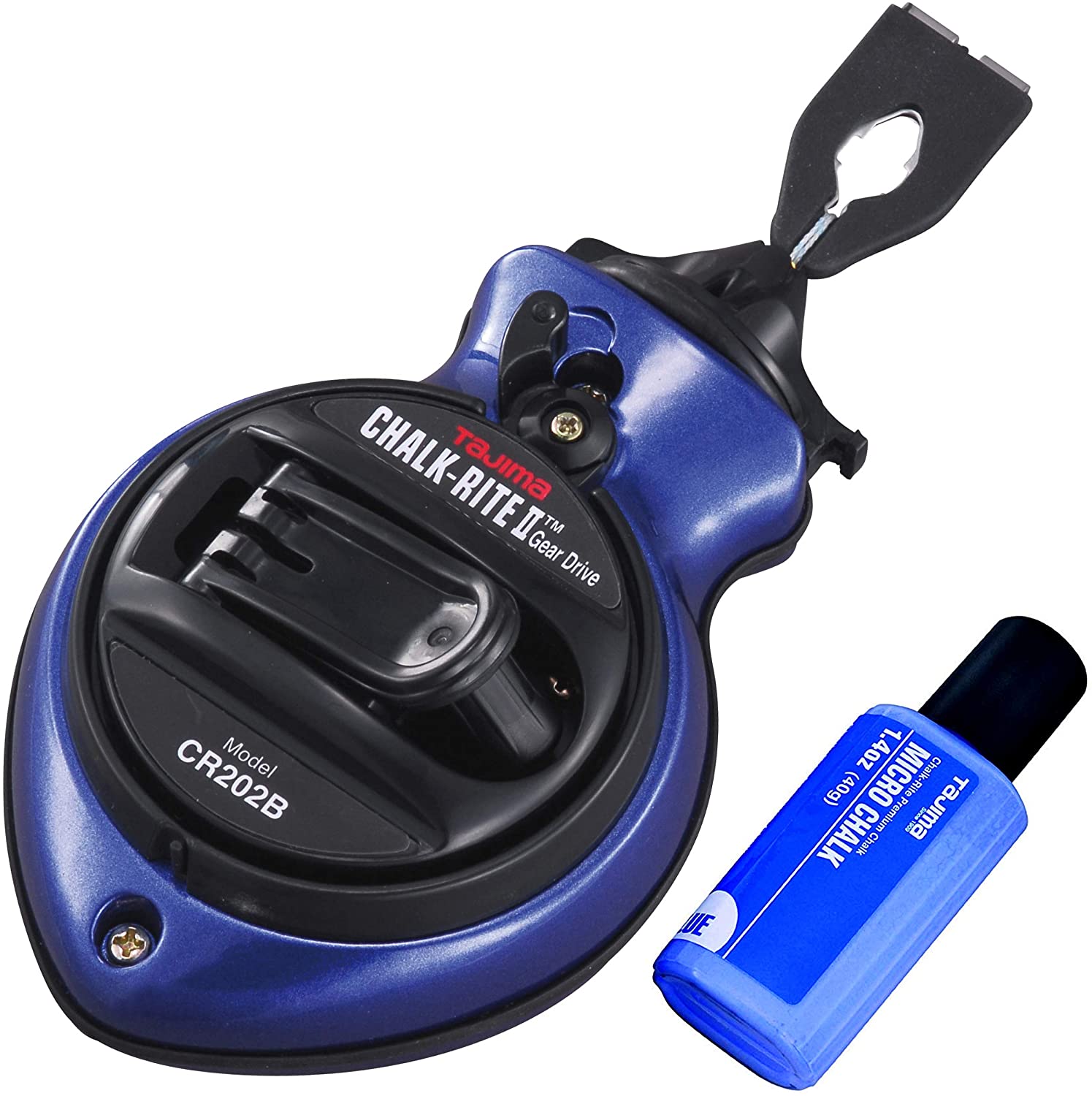 TAJIMA CHALK-RITE II GEAR DRIVE ULTRA-THIN CHALK LINE (BLUE) - Kilrich Building Centres