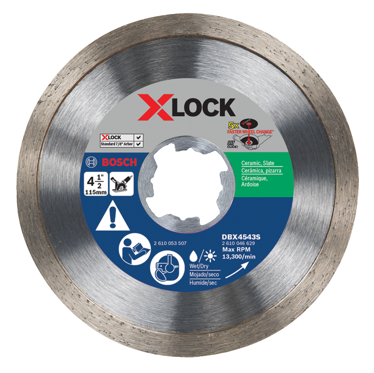 BOSCH 4-1/2" CONTINUOUS-RIM DIAMOND BLADE (X-LOCK ARBOR) - Kilrich Building Centres