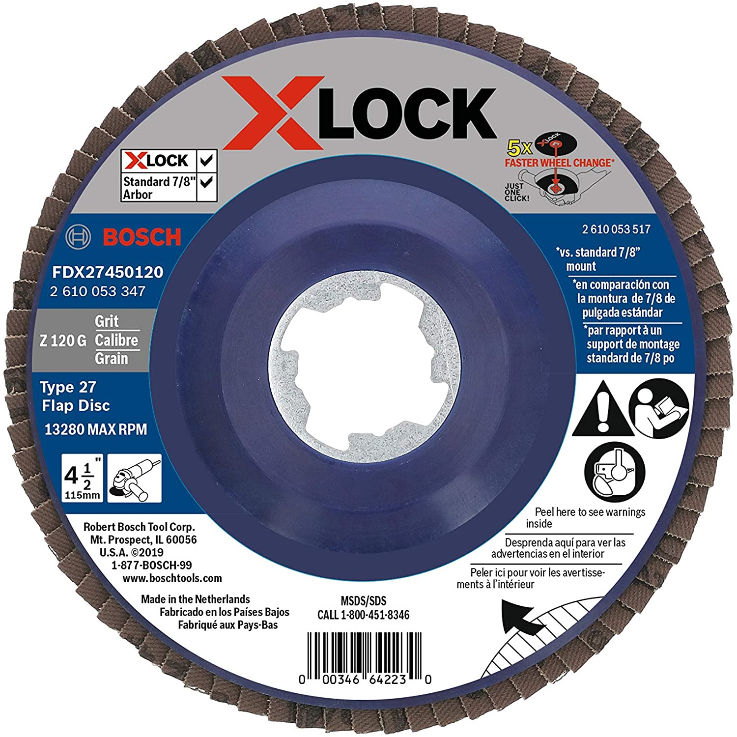BOSCH 4-1/2" 120-GRIT X-LOCK FLAP DISC - Kilrich Building Centres