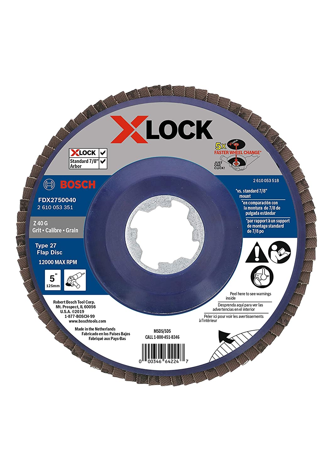 BOSCH 5" 40-GRIT X-LOCK FLAP DISC - Kilrich Building Centres
