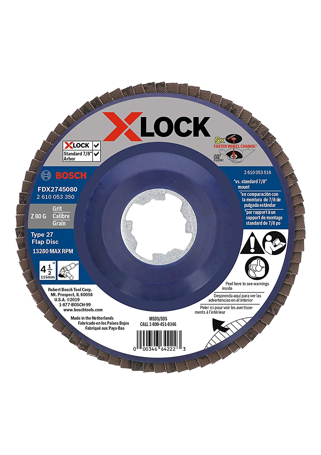 BOSCH 5" 80-GRIT X-LOCK FLAP DISC - Kilrich Building Centres
