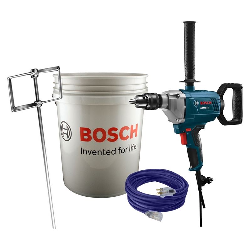 BOSCH 5/8" MUD MIXER (9.0 AMP) KIT w/ 25' EXTENSION CORD, PADDLE & BUCKET - Kilrich Building Centres
