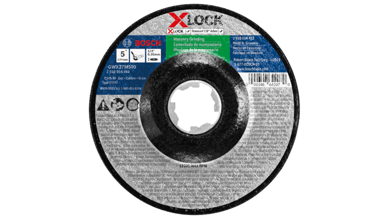 BOSCH 5" 30-GRIT MASONRY GRINDING / ABRASIVE WHEEL (1/4" THICK; X-LOCK ARBOR)  - Kilrich Building Centres