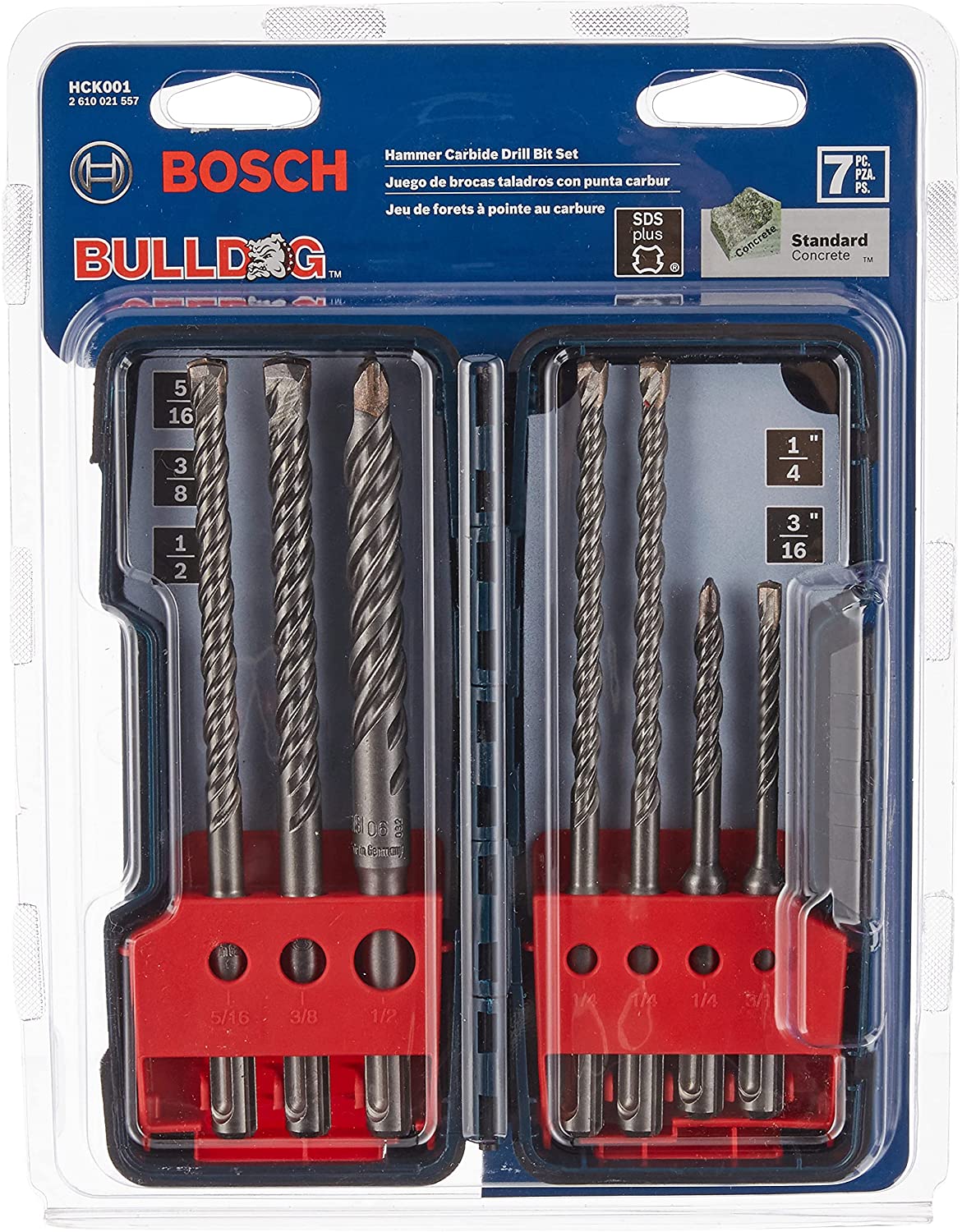 BOSCH BULLDOG X-TREME CARBIDE SDS-PLUS ROTARY HAMMER 7 PIECE UNIVERSAL BIT SET - Kilrich Building Centres