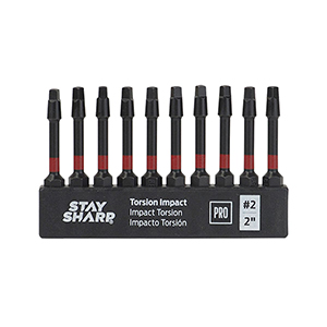2" - STAY SHARP #2 ROBERTSON TORSION IMPACT BIT CLIP (10 PACK) - Kilrich Building Centres
