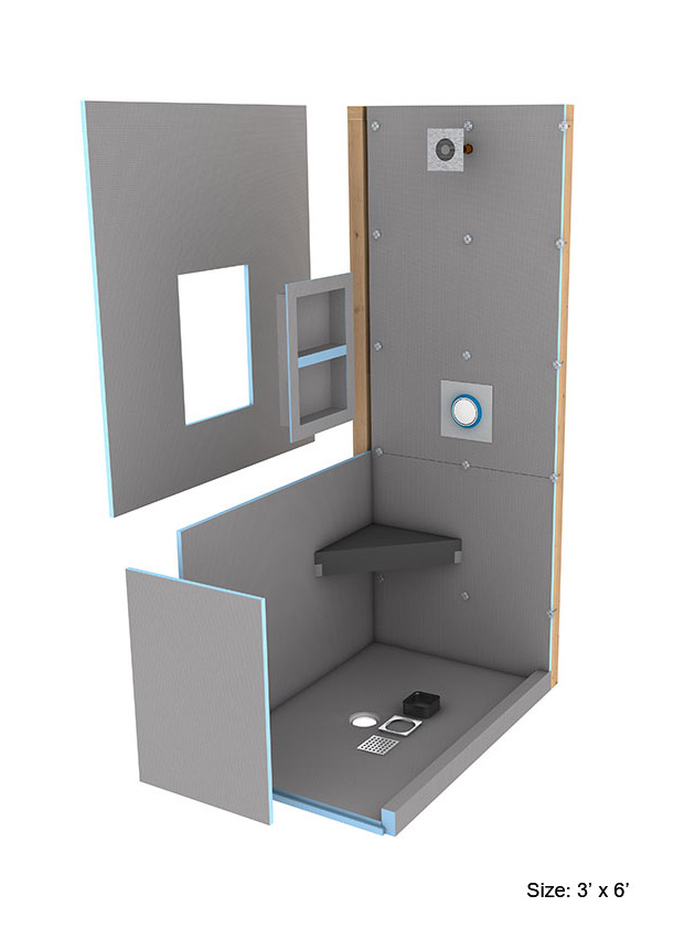 WEDI CENTER DRAIN PRIMO SHOWER KIT (3' x 6' x 80") - Kilrich Building Centres