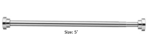 Main 2 - 5' STEEL 1 PIECE SHOWER ROD ONLY -
