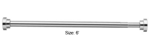 Main 2 - 6' STEEL 1 PIECE SHOWER ROD ONLY -
