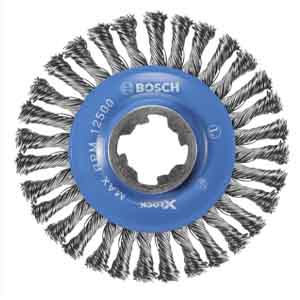BOSCH 4-1/2" X-LOCK CARBON STEEL KNOTTED STRINGER BEAD WIRE WHEEL - Kilrich Building Centres