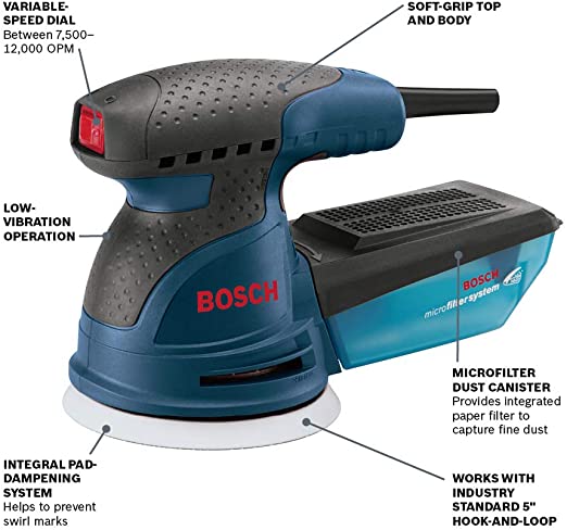 Main 2 - BOSCH 5" PALM RANDOM ORBIT SANDER / POLISHER -
