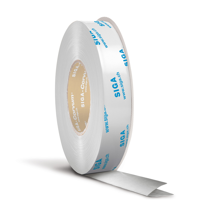 SIGA-CORVUM 30/30mm FLEXIBLE PRE-FOLDED INDOOR ADHESIVE TAPE (25 METRE ROLL) - Kilrich Building Centres