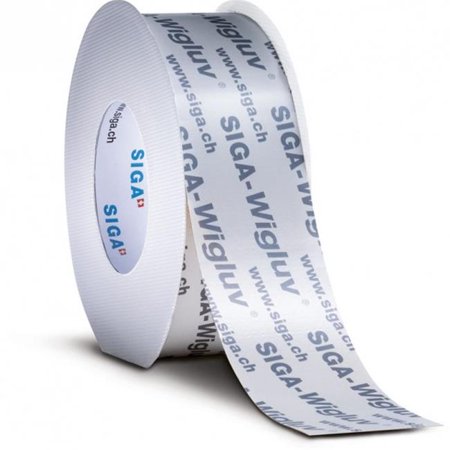 SIGA-WIGLUV 20/40mm FLEXIBLE OUTDOOR ADHESIVE TAPE w/ SLIT BACKING STRIP (25 METRE ROLL) - Kilrich Building Centres