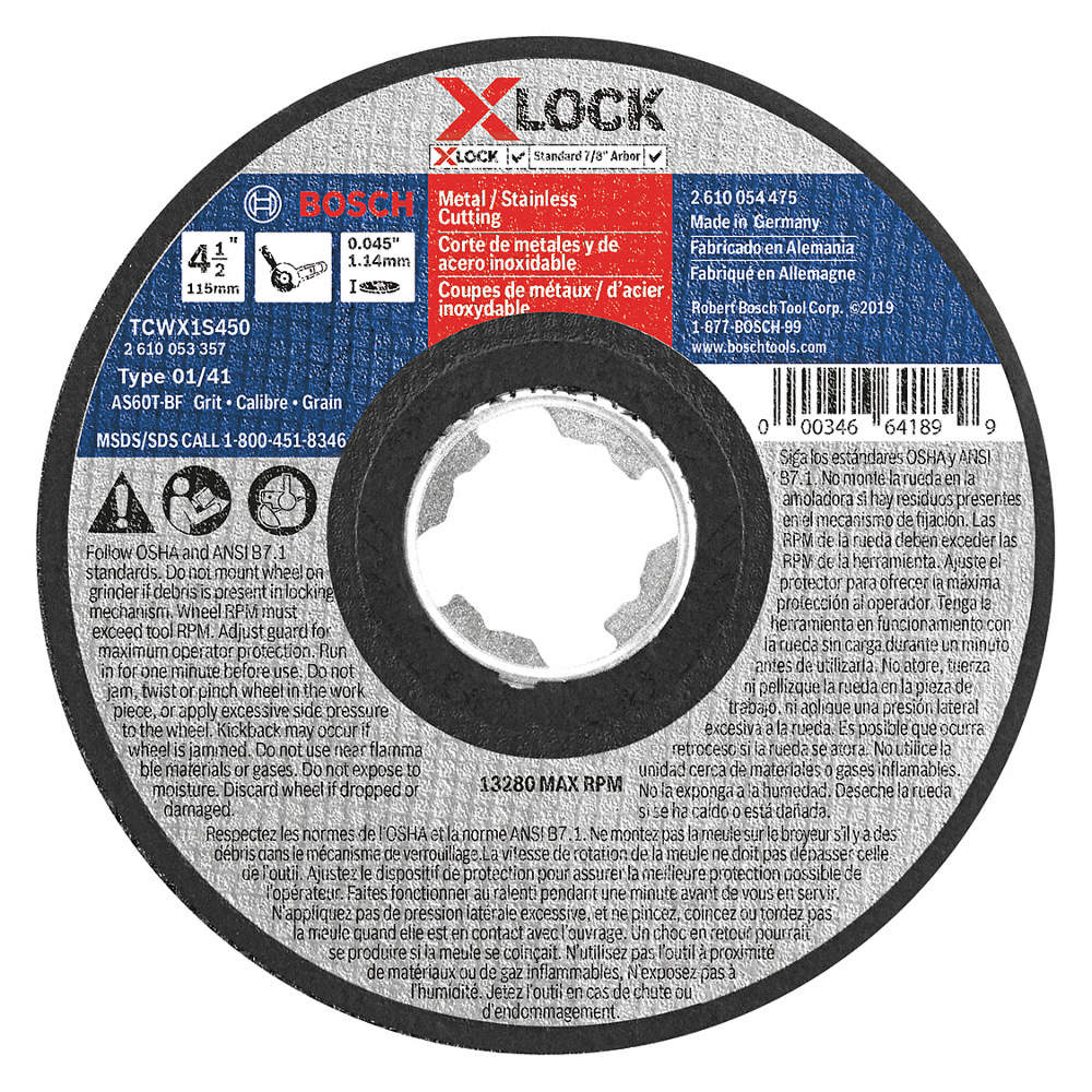 BOSCH 4-1/2" 60-GRIT X-LOCK HEAVY-DUTY CUTTING DISC (0.045" THICK) - Kilrich Building Centres