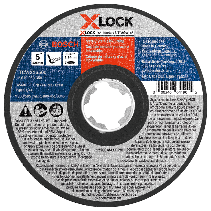 BOSCH 5" 60-GRIT X-LOCK FAST METAL / STAINLESS CUTTING DISC (0.045" THICK) - Kilrich Building Centres