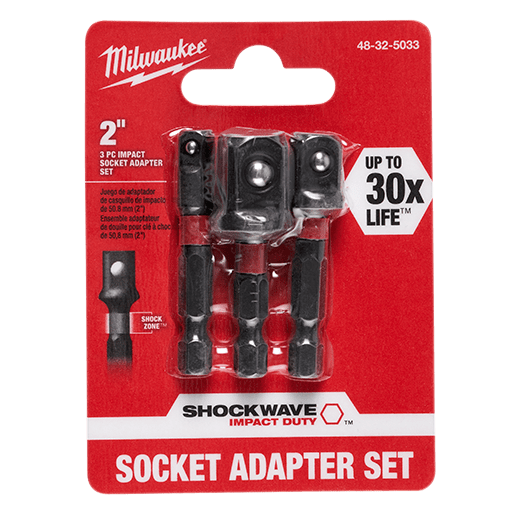 Main 2 - MILWAUKEE SHOCKWAVE 1/4" HEX. SOCKET ADAPTER SET (3 PACK) -