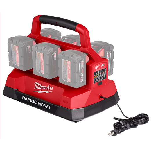 Main 2 - MILWAUKEE M18 PACKOUT SIX BAY RAPID CHARGER -