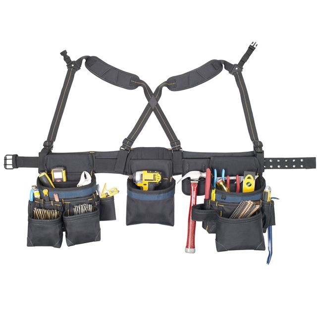Main 1 - KUNY'S 28-POCKET / 6 PIECE CARPENTER'S BALLISTIC COMBO APRON w/ SUSPENDERS -