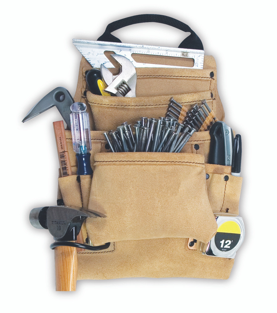 Main 1 - KUNY'S 10-POCKET NAIL / TOOL BAG
w/ LEATHER STRAP -