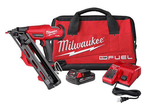 MILWAUKEE M18 FUEL GEN II 15ga ANGLED FINISH NAILER KIT w/ CP2.0 BATTERY & MULTI-VOLTAGE CHARGER - Kilrich Building Centres