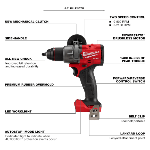 Main 2 - MILWAUKEE M18 FUEL GEN III 1/2" HAMMER DRILL (TOOL ONLY) -