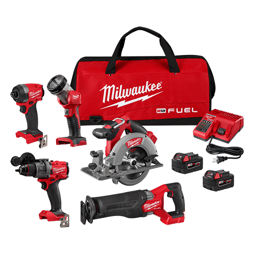 MILWAUKEE M18 FUEL 5-TOOL COMBO KIT w/ HAMMER DRILL, IMPACT DRIVER, SAWZALL, CIRCULAR SAW & WORKLIGHT - Kilrich Building Centres