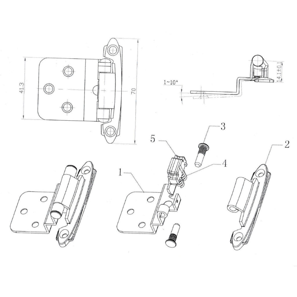 Main 5 - SELF-CLOSING HINGE (3/8" INSET) - FLAT BLACK (2 PACK) -