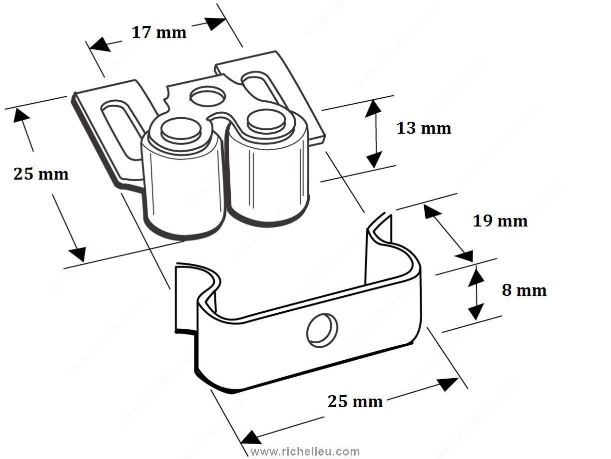 Main 2 - DOUBLE ROLLER CATCH 5/8" ZINC -