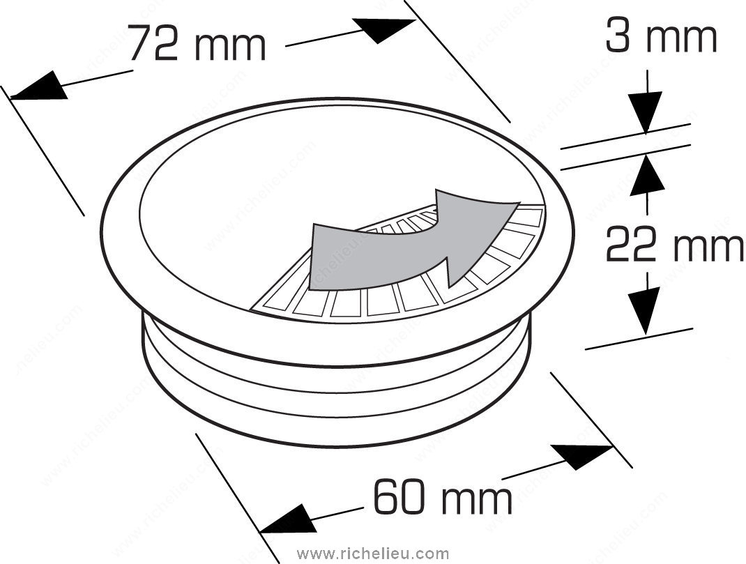 Main 2 - WIRE GROMMET 72MM (HOLE 60MM)
BLACK -