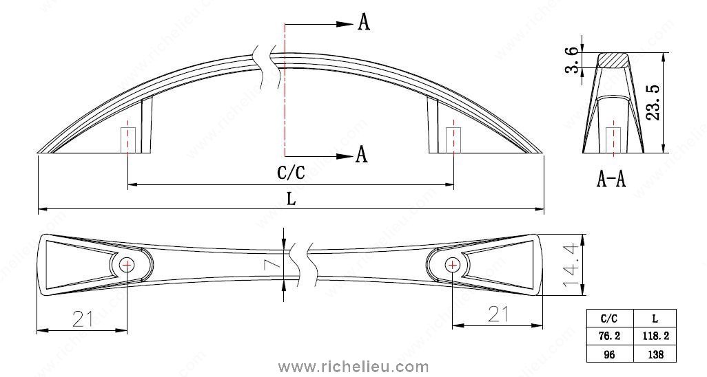 Main 2 - NARROW ARCH PULL 96MM BRUSHED
OIL RUBBED BRONZE -
