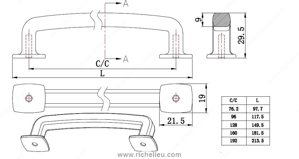 Main 2 - TRANSITIONNAL PULL WITH SQUARE
BASE 96MM NICKEL -