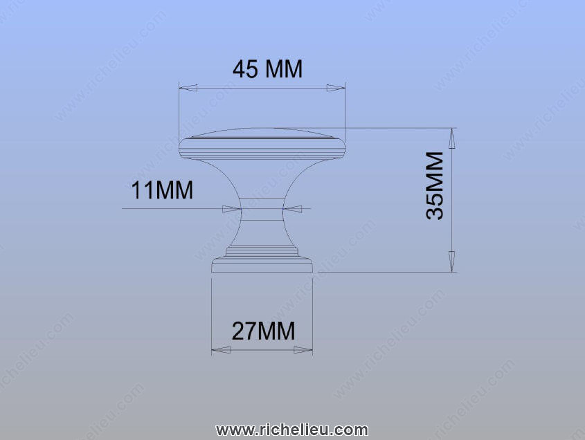 Main 2 - KNOB MET.1-3/4"(8/32)BORB -