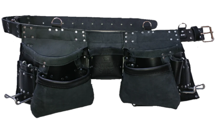 VIKING LEATHER NAIL APRON w/ STEEL HAMMER LOOPS (BLACK) - Kilrich Building Centres
