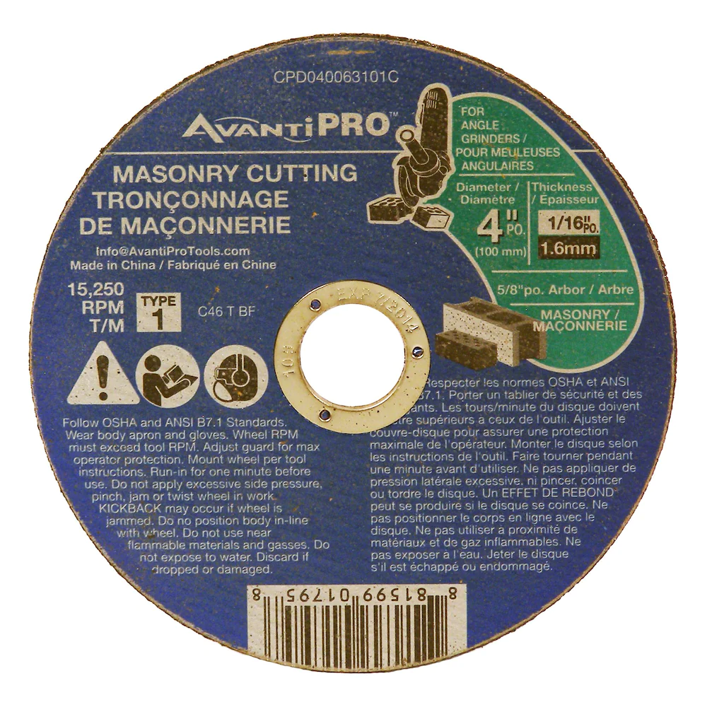 AVANTI-PRO 4" x 1/16" MASONRY CUT-OFF DISC - Kilrich Building Centres