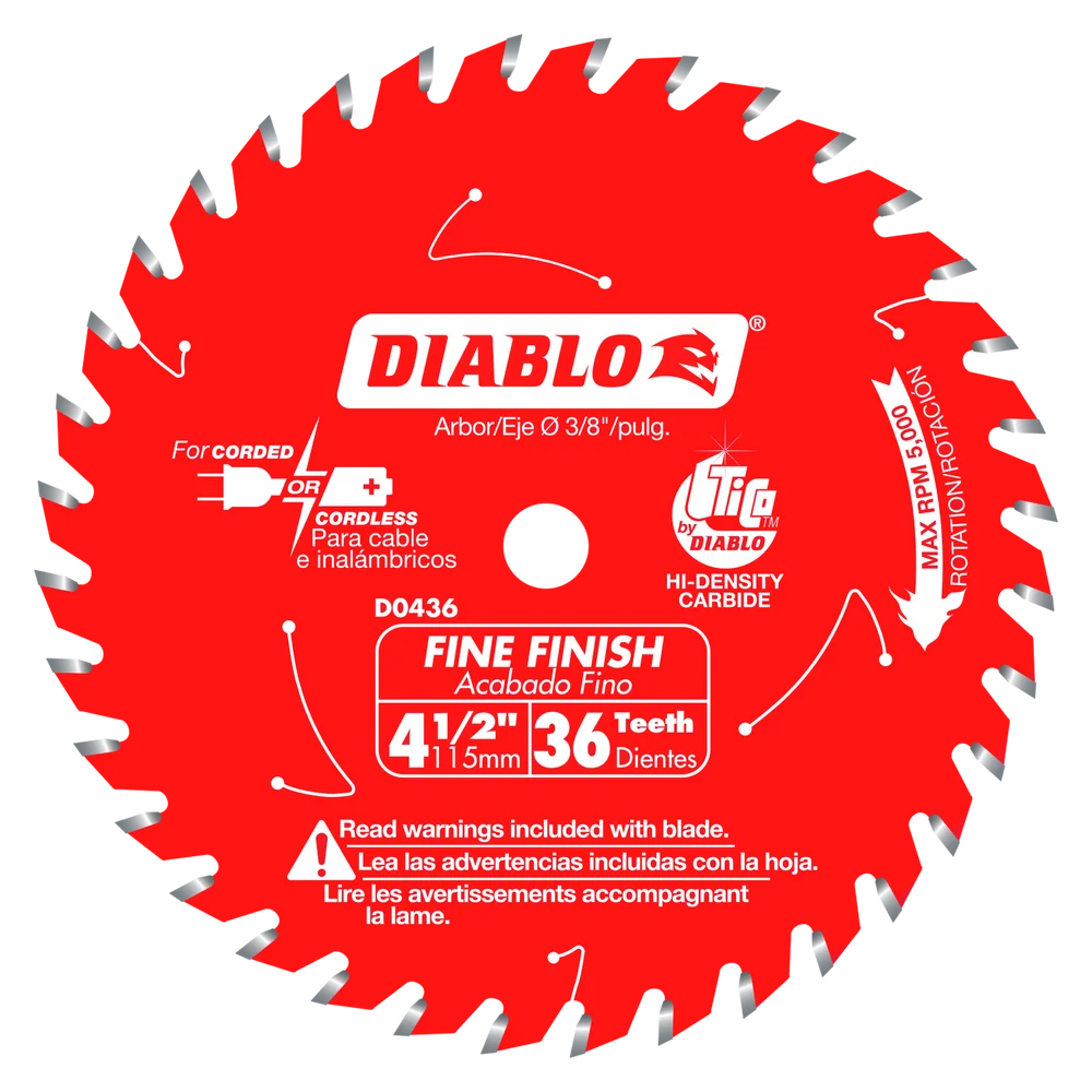 DIABLO 4-1/2" 36-TOOTH FINE FINISH CIRCULAR SAW BLADE - Kilrich Building Centres