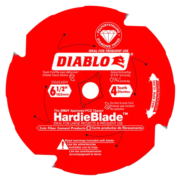 DIABLO 6-1/2" 4-TOOTH HARDIE FIBER CEMENT CIRCULAR SAW BLADE - Kilrich Building Centres