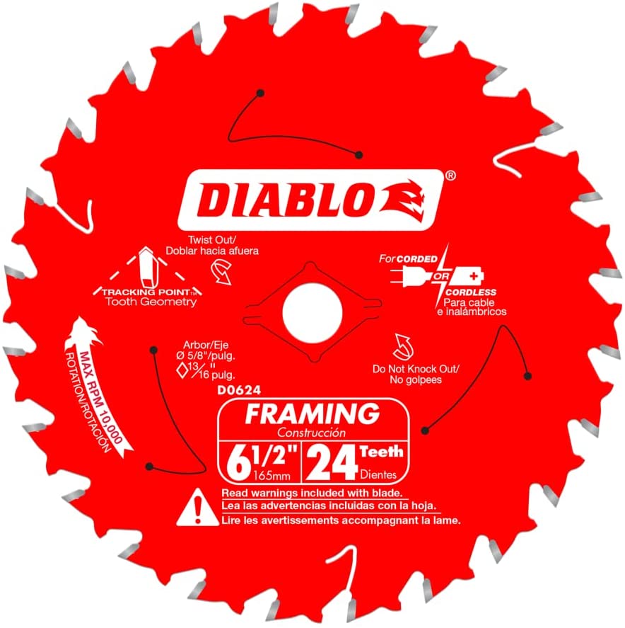 DIABLO 6-1/2" 24-TOOTH FRAMING CIRCULAR SAW BLADE - Kilrich Building Centres