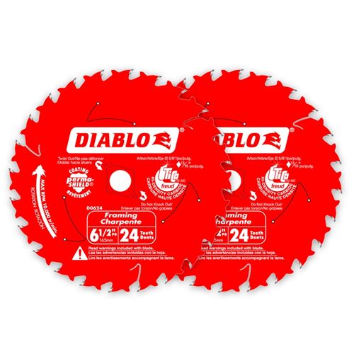 DIABLO 6-1/2" 24-TOOTH FRAMING CIRCULAR SAW BLADE - 2 PACK - Kilrich Building Centres