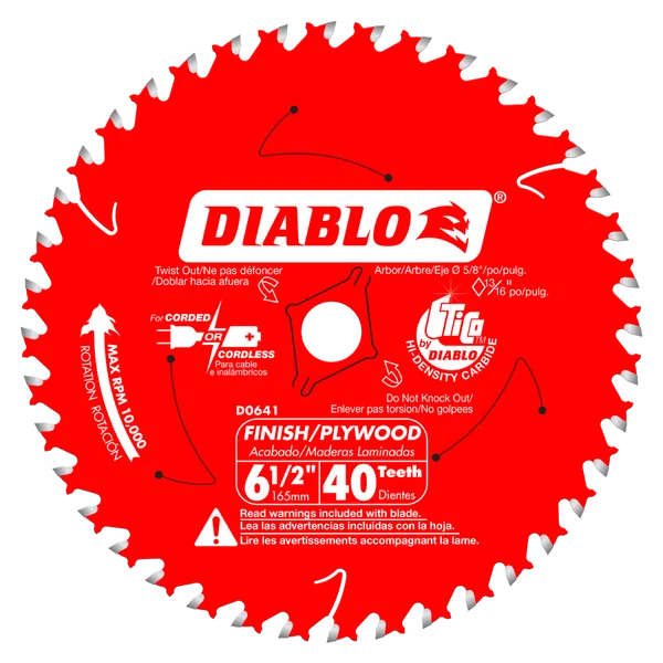 DIABLO 6-1/2" 40-TOOTH FINISH CIRCULAR SAW BLADE - Kilrich Building Centres