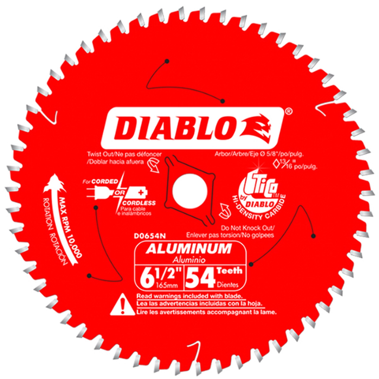DIABLO 6-1/2" 54-TOOTH ALUMINUM CIRCULAR SAW BLADE - Kilrich Building Centres